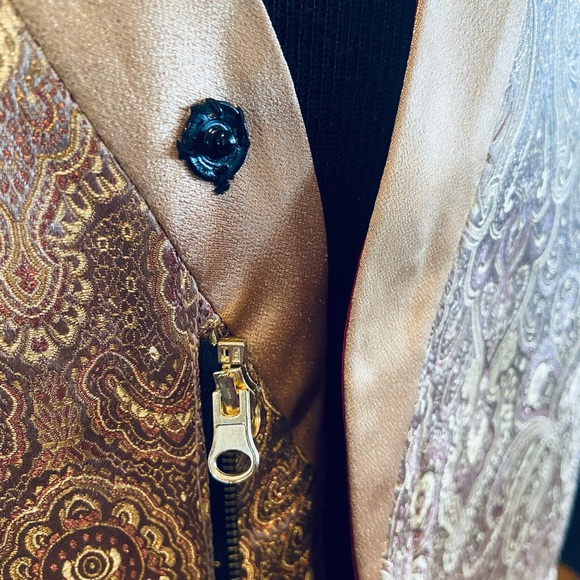 NEW! Beautiful Asian Paisley Print Fully REVERSIBLE Satin Vest - 2xl - Picture 4 of 7